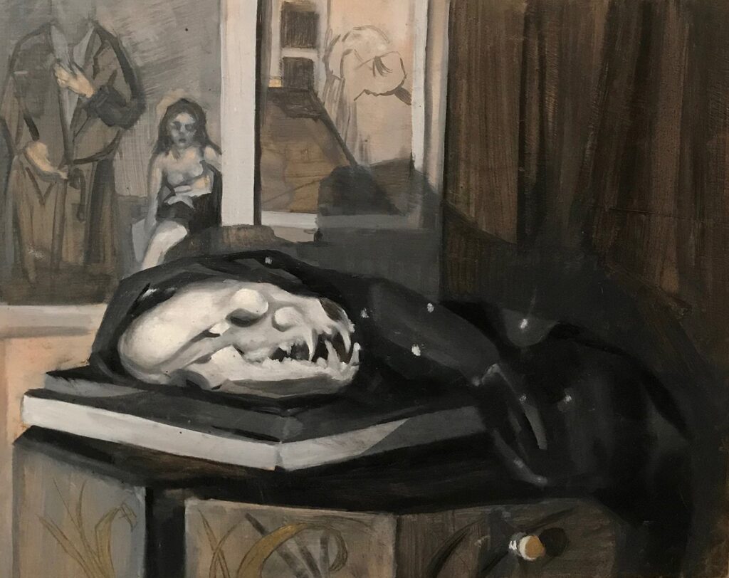 Bathus Vanitas, by Gabriela Cortés, 2020, oil on wood panel