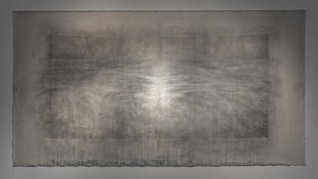 Wake, by Benjamin Craig, 2017, Charcoal, pastel, acrylic polymer, and marble dust on stretched canvas