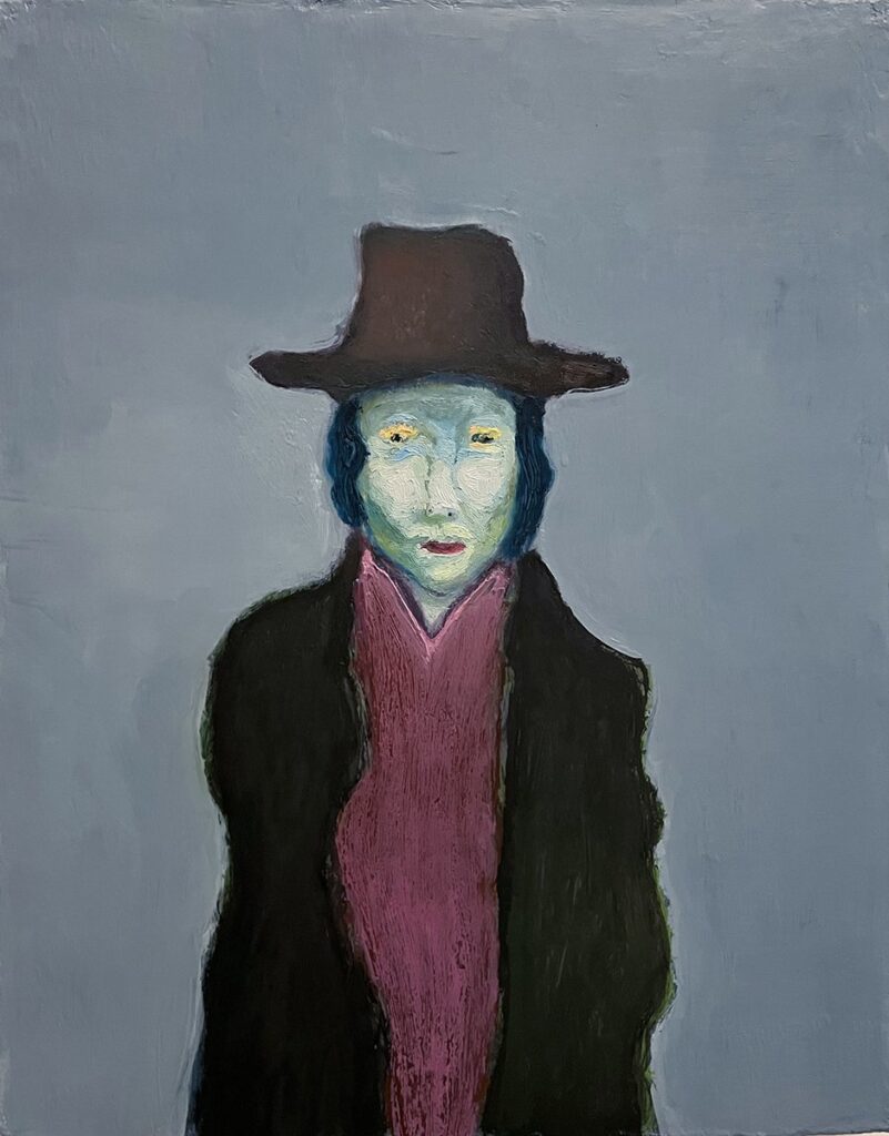 Blue Man, by Todd Cramer, 2021, oil and watercolor on linen