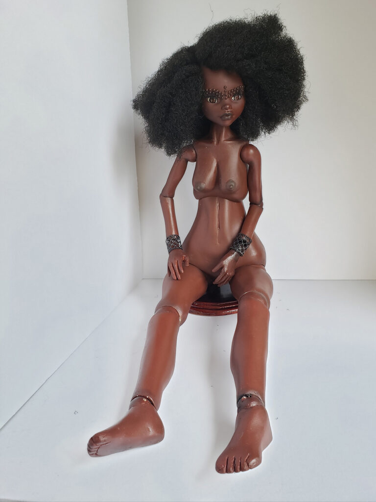 How Did I Get Here?, by Nandi Dabrowski Not for Sale, 2020, clay, paper clay, acrylic, varnish, soft pastel, elastic cord, aluminum hooks