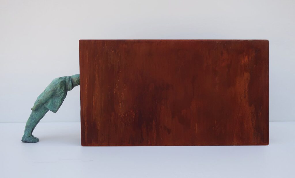 Roadblock, by Camilla Marie Dahl, 2020, bronze and steel