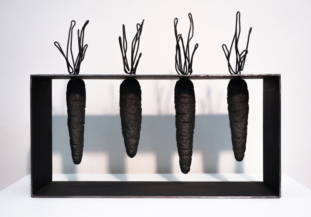 Root Canal, by Camilla Marie Dahl, 2019, steel, concrete, and graphite powder
