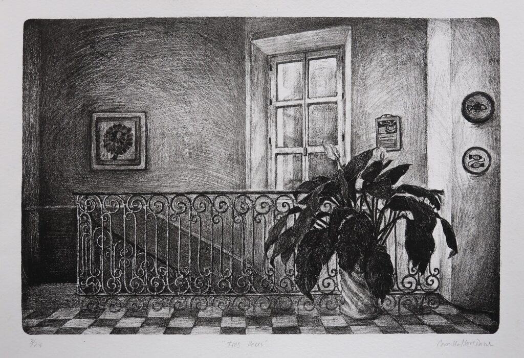 Tres Peces, by Camilla Marie Dahl, 2019, lithograph on paper