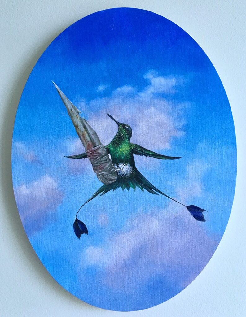 I'll Cut You, by Jessica Damsky, 2021, oil on panel