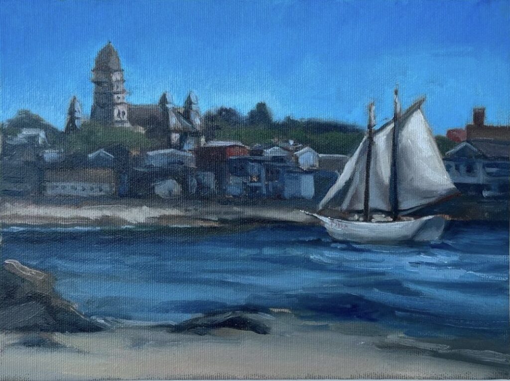 Gloucester Harbor, by Ryan Davis, 2022, oil on panel