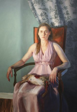 Woman with Roadkill II, by Cara De Angelis, 2011, Oil on canvas