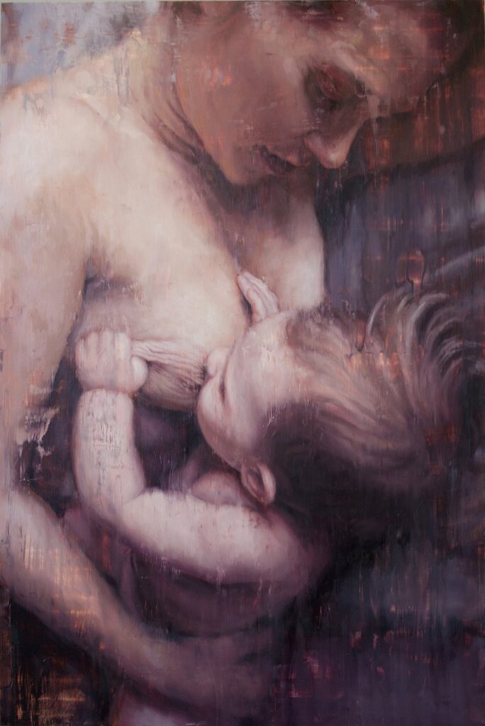 Mother and Child 2, by Michelle Doll, 2013, Oil on panel