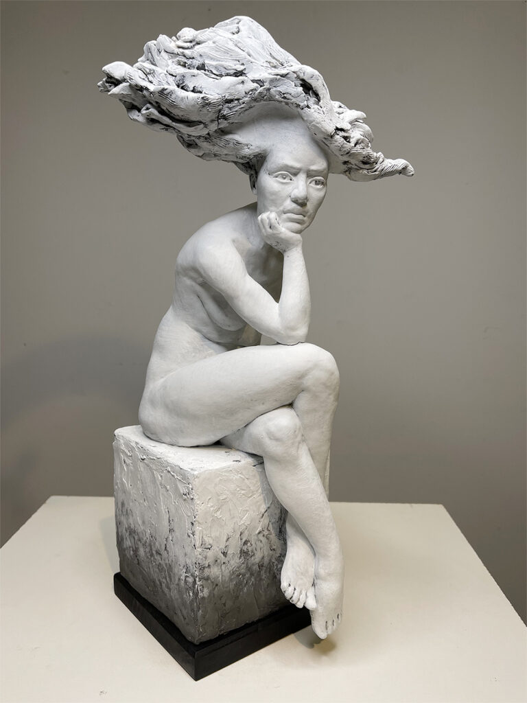 Head Space I, by Regiane Donadio, 2021, graphite powder, and casein paint