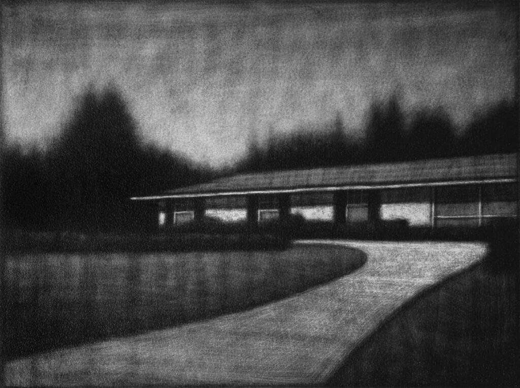 Ranch, by Peter Drake, 2015, Acrylic on paper subtracted, mounted on panel