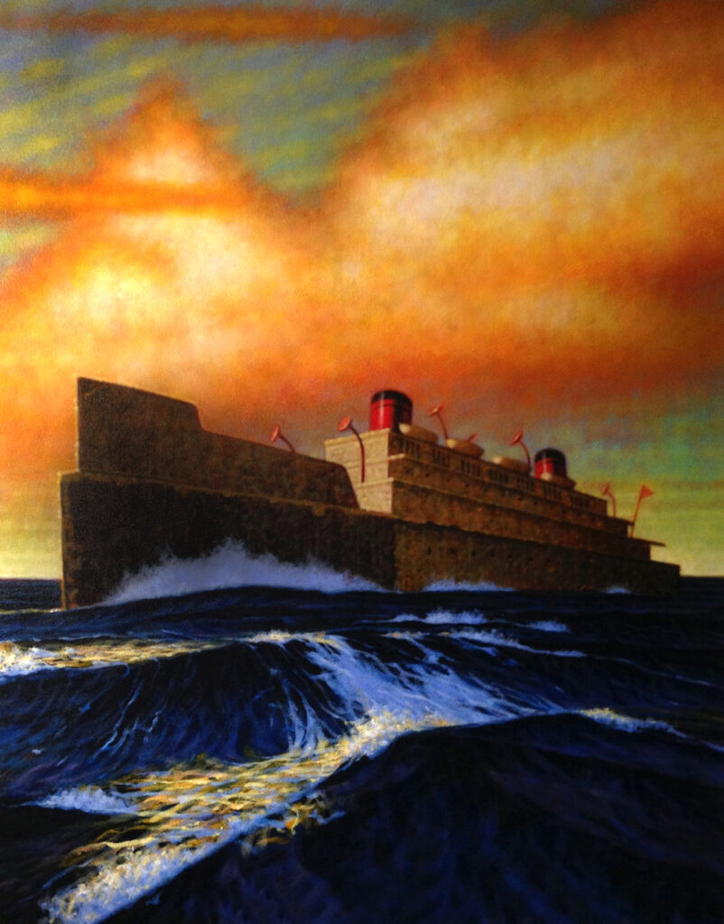 Steamer, by Peter Drake, 2014, acrylic on canvas