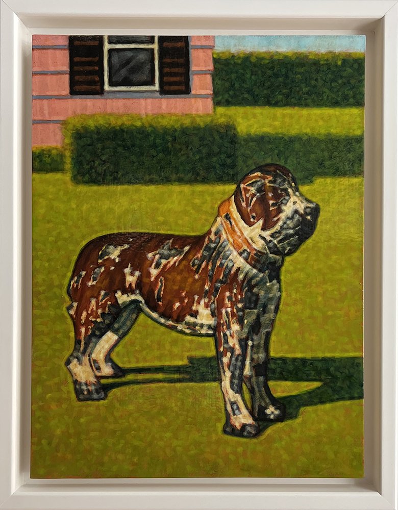 Toy Mastiff, by Peter Drake, 2024, acrylic on panel