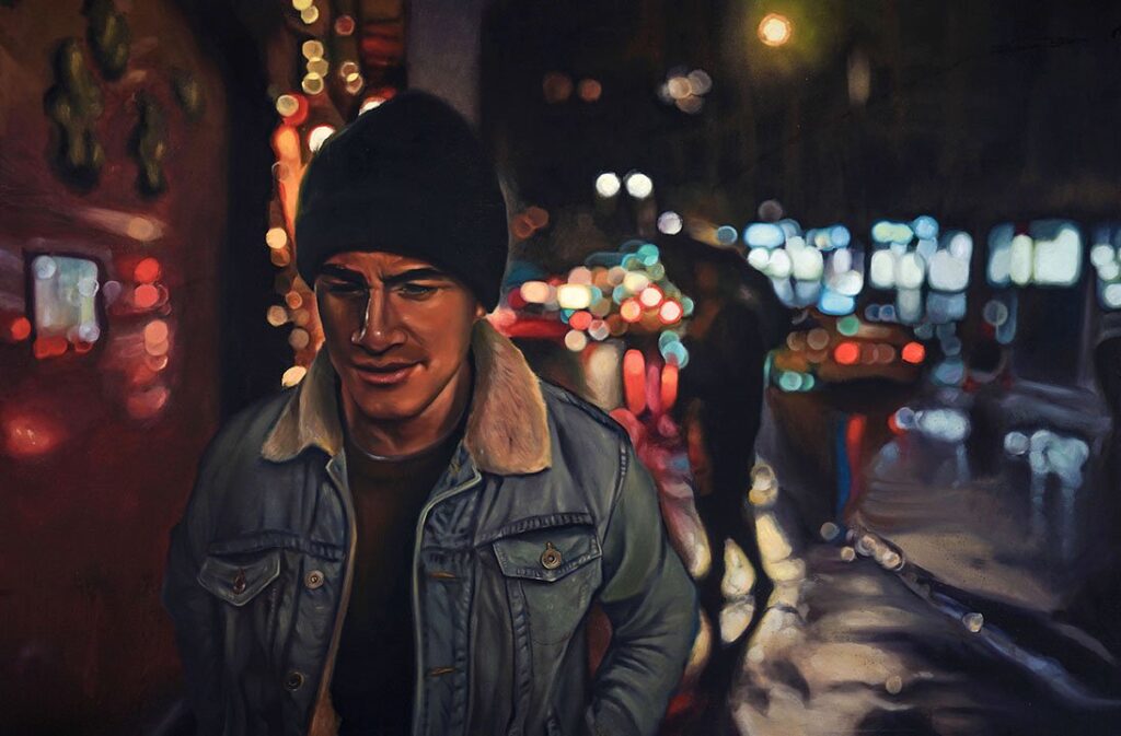 The Social Interactions of an Insomniac, by Angel Duran, 2020, oil on canvas