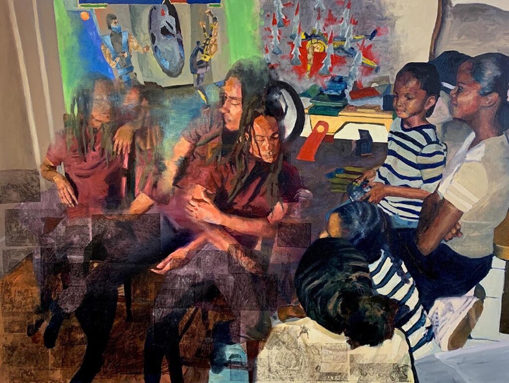 Rated M, by Derick Edwards, 2022, oil on canvas