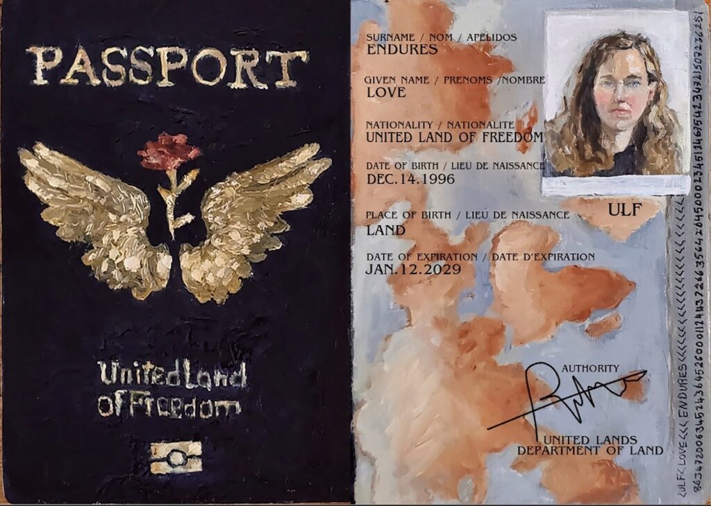 ULF Passport III, by Riham ElSadany, 2020, oil on wood