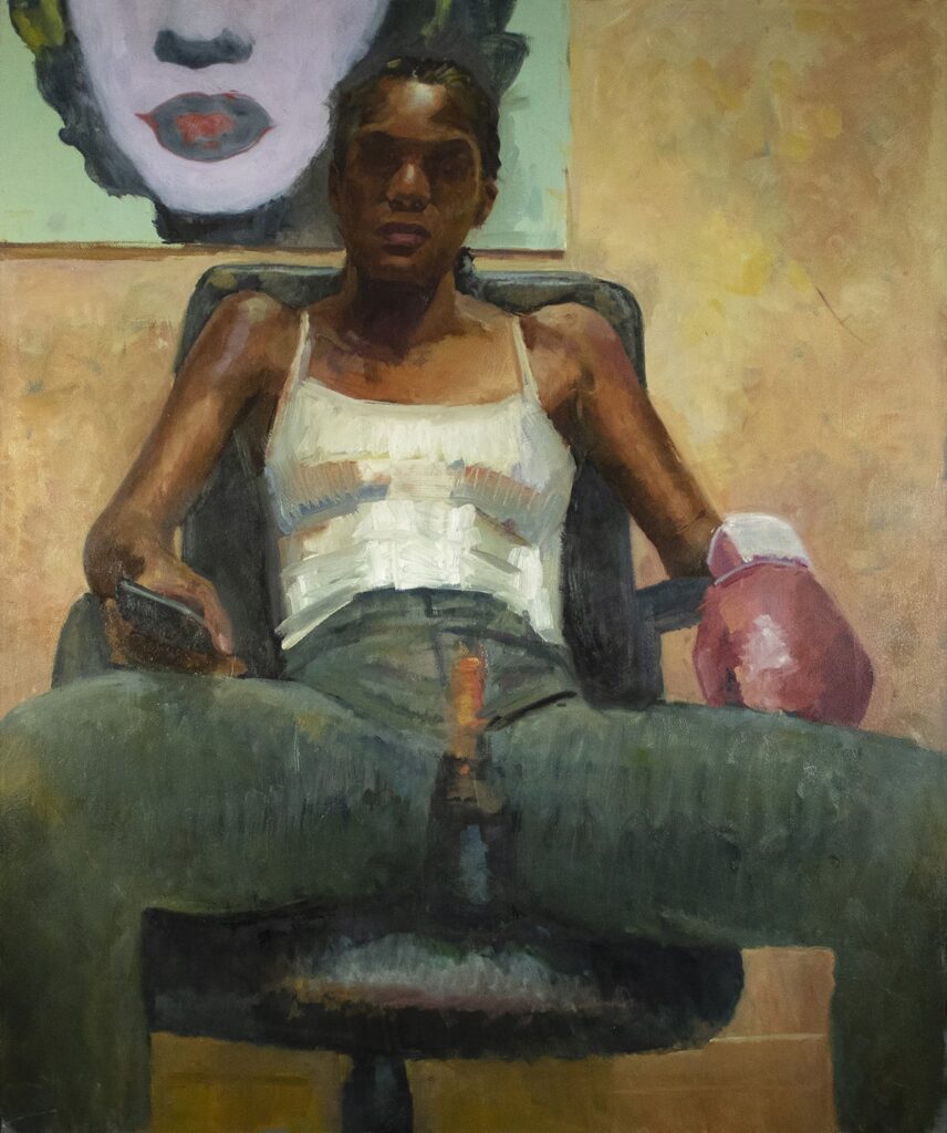 Eva in Control, by Augusto Fanjul, 2020, oil on canvas