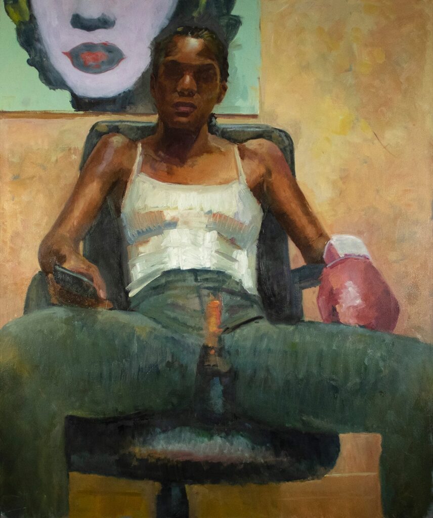 Eva in Control, by Augusto Fanjul, 2020, oil on canvas