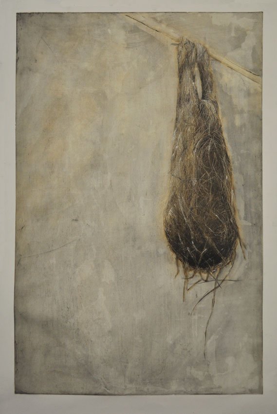 Situated Suspension, by Brittany A. Fields, 2013, oil paint on BFK paper