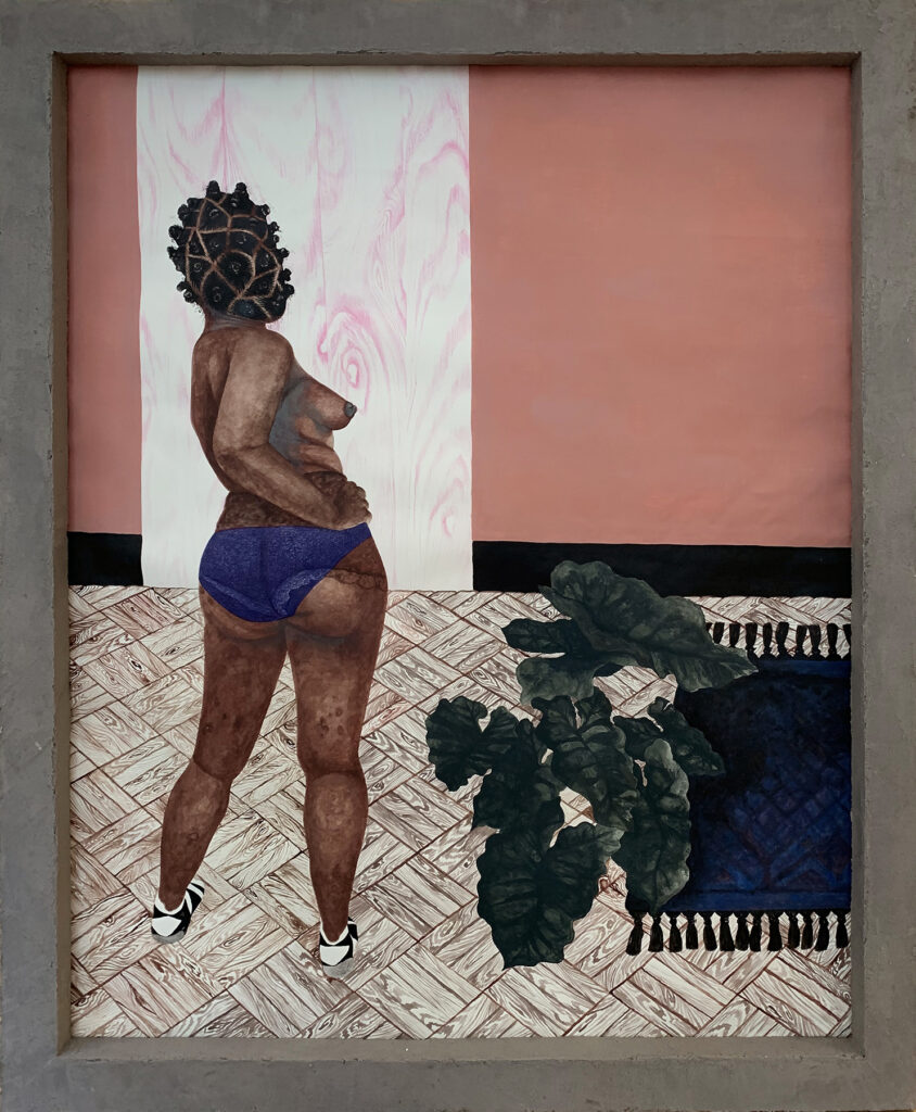 Bantu, by Atisha Fordyce, 2017, acrylic, colored pencil, and ballpoint pen on paper