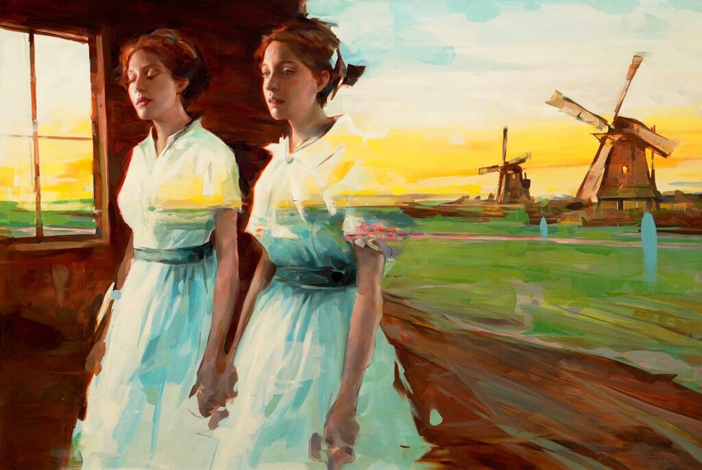 Equal and Opposite, by Steve Forster, 2022, oil on aluminum