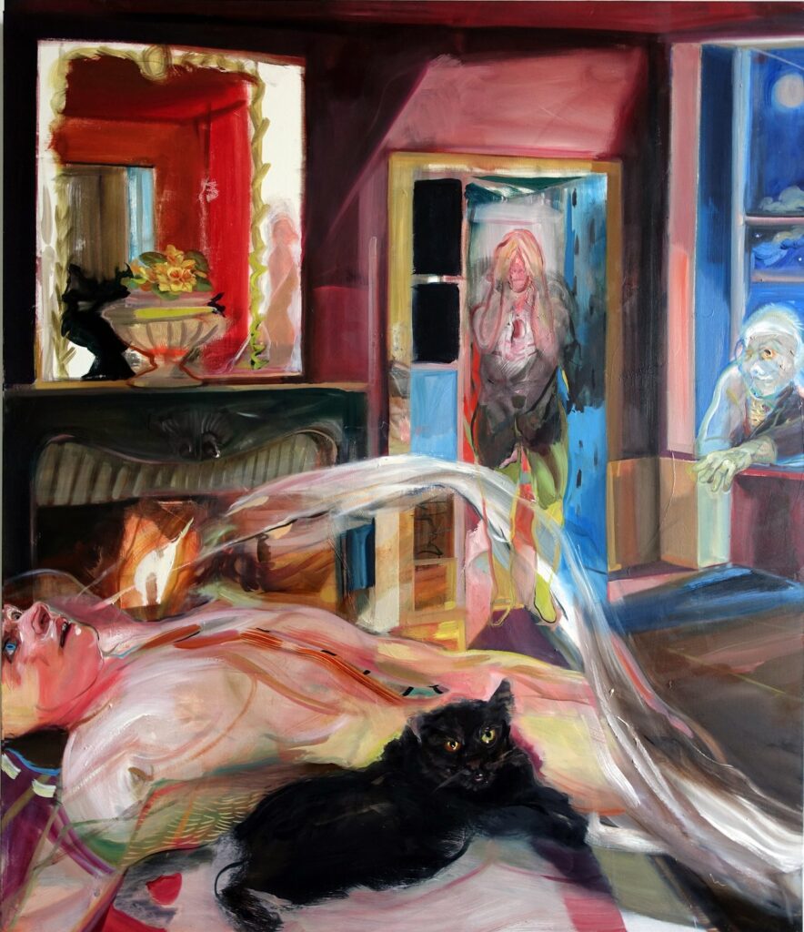 Woman and Cat, by Natalie Frank, 2016, Oil on canvas