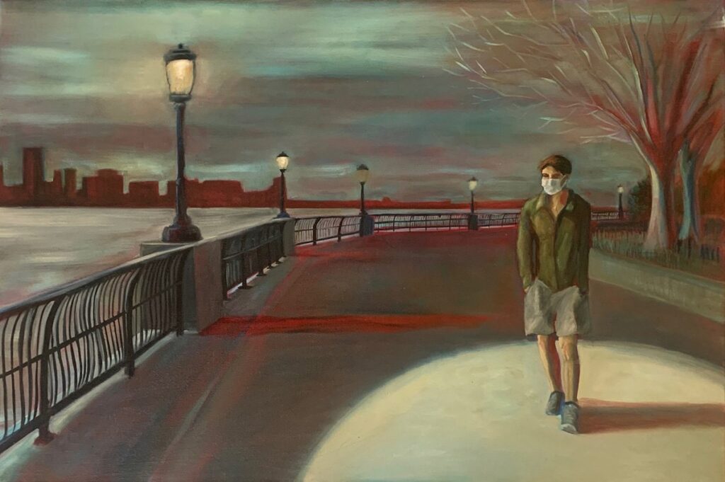 Six Feet of Isolation, by Caroline Gates, 2020, oil on linen