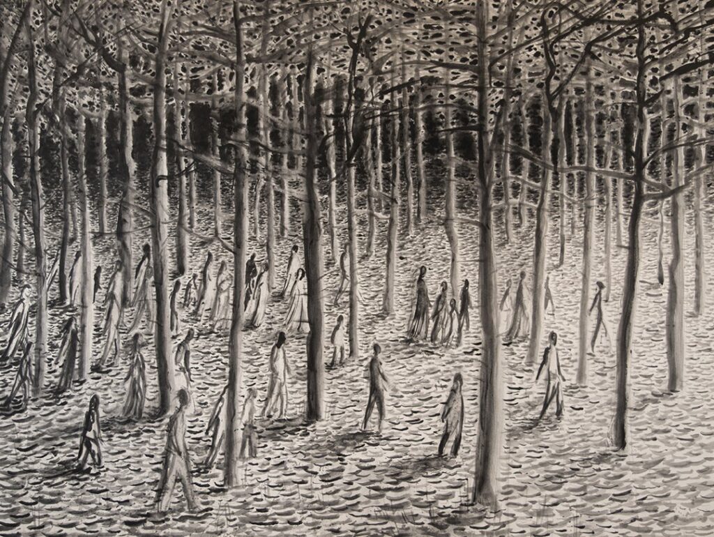 Caravan, by Alex Gerasev, 2018, ink on paper