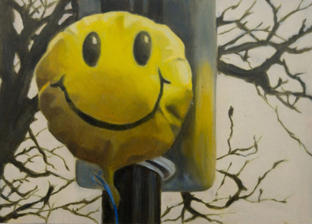 Happy Face Balloon, by Jodi Gerbi, 2015, Oil on panel