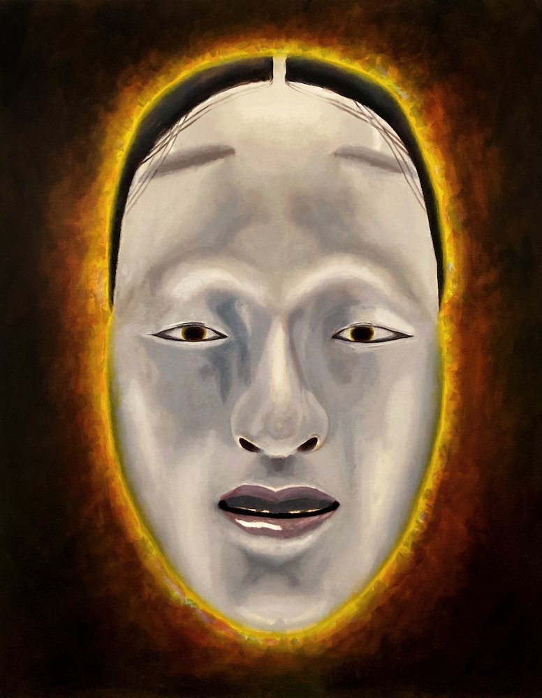 Chromatic Black Noh Mask, by Andrew Gesell, 2023, oil on canvas