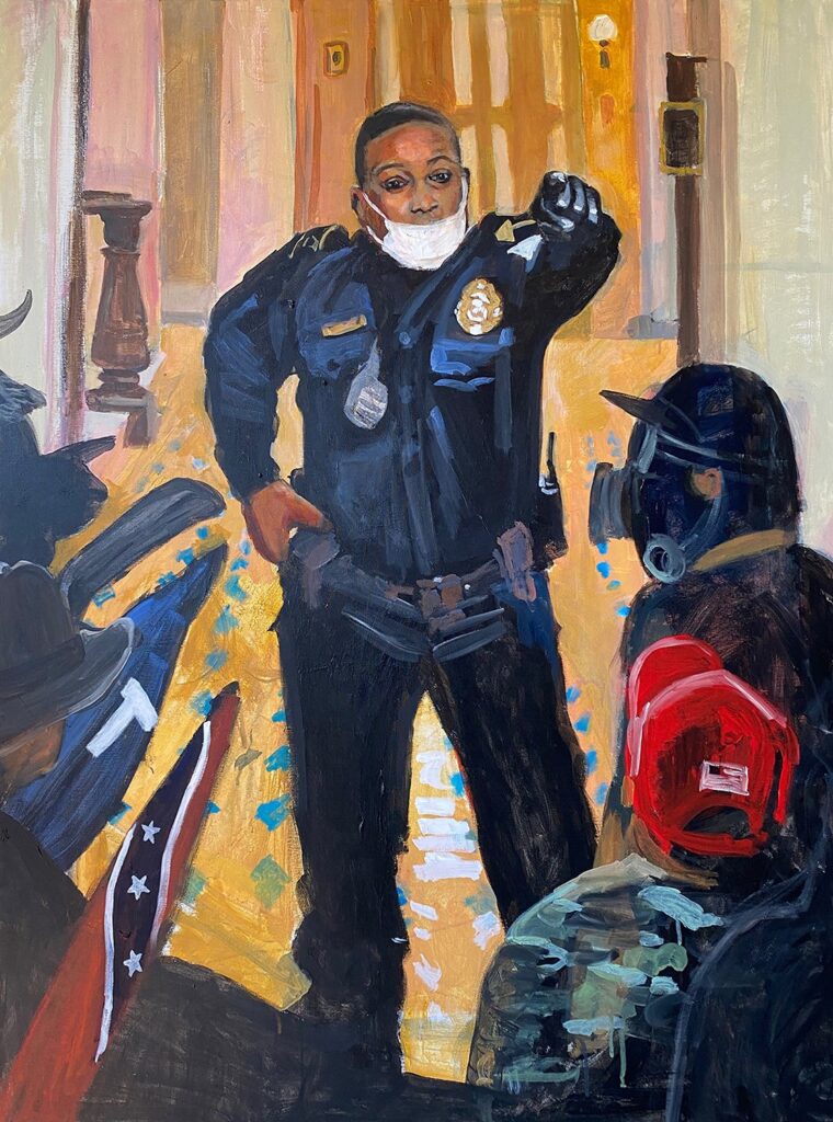 Eugene Goodman, by Trine Giaever, 2021, acrylic on canvas