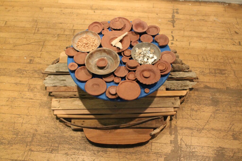 The Meal, by Eleni Giannopoulou, 2018, Resin, wood, wire, found objects, driftwood, metal, aluminum solder, ceramic, epoxy clay