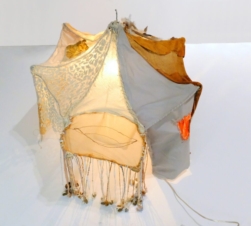The Journey I, by Eleni Giannopoulou, 2018, clay dust, lights, Aqua Resin, fiberglass, rocks, marble