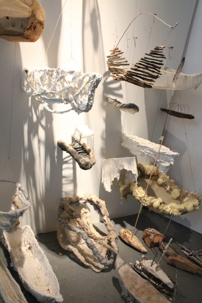 The Boats, by Eleni Giannopoulou, 2018, wood, Aqua Resin, wire, found objects, driftwood, expanbable foam, metal, aluminum solder
