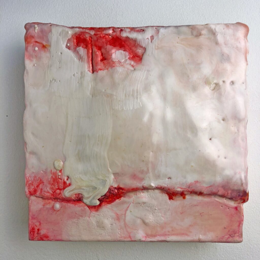 Mend Your Cut, by Nava Gidanian-Kagan, 2018, plaster, and encaustic on wood panel