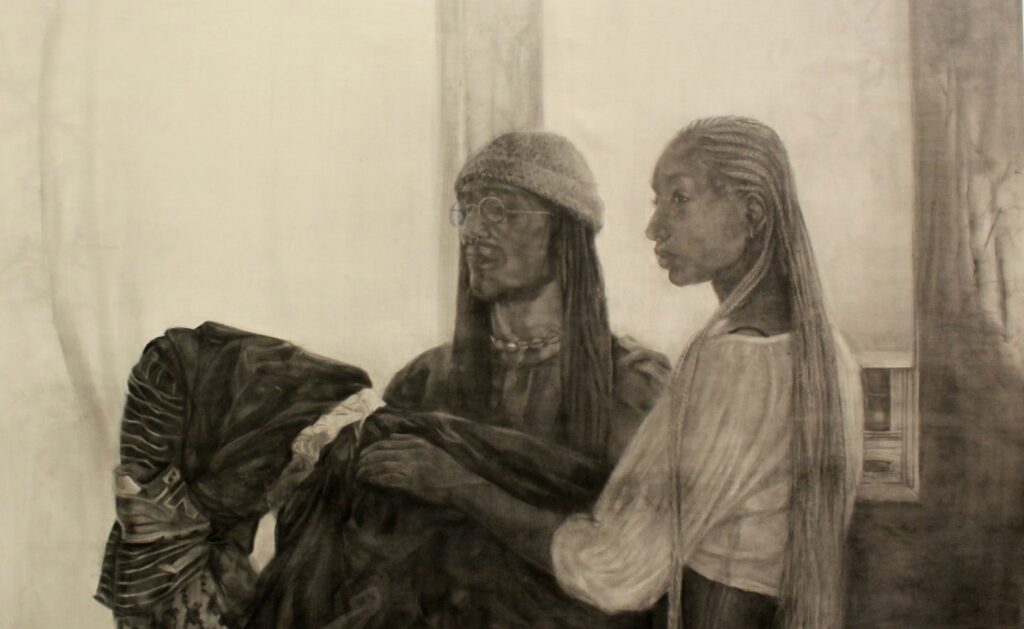 Come As You Are, by Valerie Gilbert, 2017, Charcoal on linen