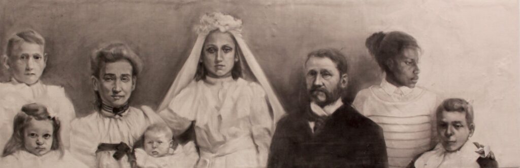 Comme en Famille Circ, by Valerie Gilbert, 1905, Charcoal and oil on linen