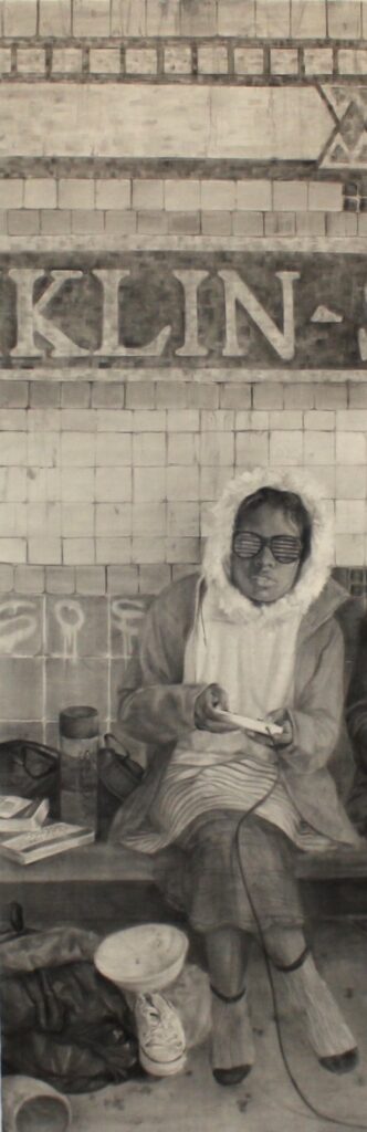 Dans un Spoutnik, by Valerie Gilbert, 2017, Charcoal on linen