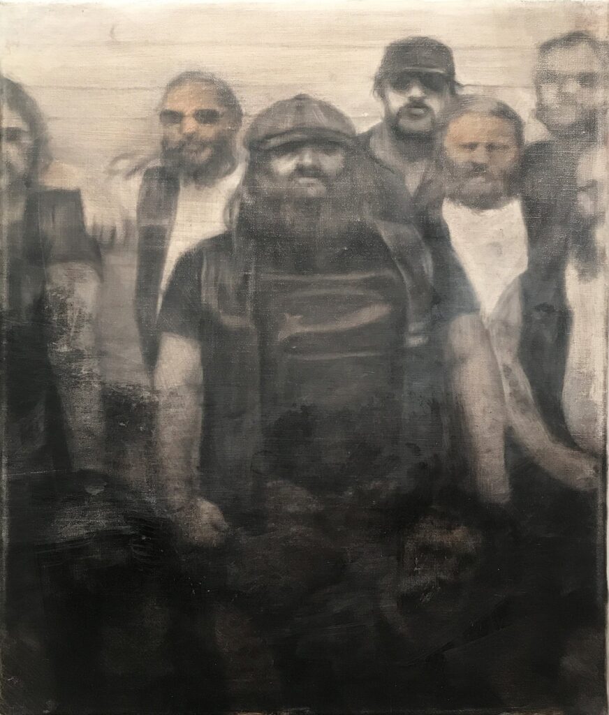The Color of Crime 1, by Valerie Gilbert, 2017, Charcoal and oil on linen