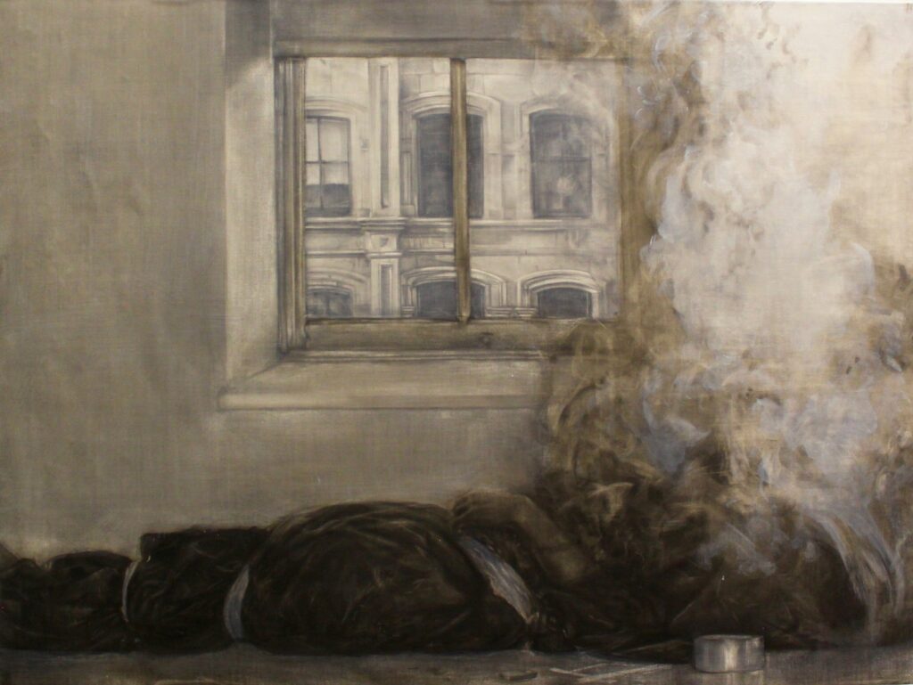 Where is My Mind, by Valerie Gilbert, 2017, Charcoal, ink, and oil on linen