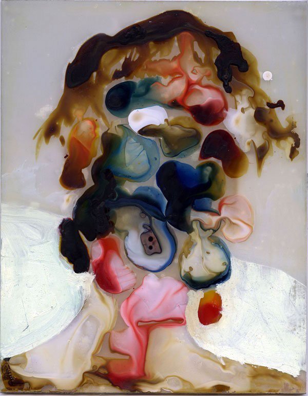 Flesh Mounds, by Elizabeth Glaessner, 2012, ink and oil on mylar mounted on plexiglass