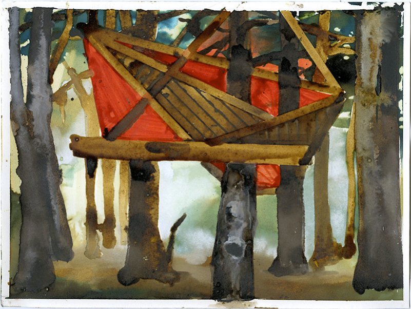 Non Functional Treehouse 2, by Elizabeth Glaessner, 2013, ink on paper