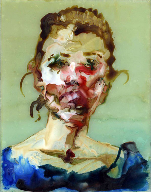 Teeth, by Elizabeth Glaessner, 2013, ink and oil on mylar mounted on plexiglass
