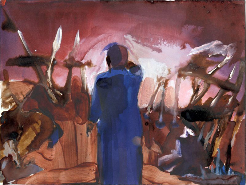 Ritual Burning, by Elizabeth Glaessner, 2014, ink, urethane, and acrylic on paper