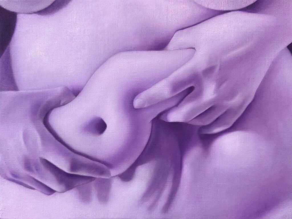 Capturing the Core, by Danielle Golden, 2024, oil on linen wrapped panel