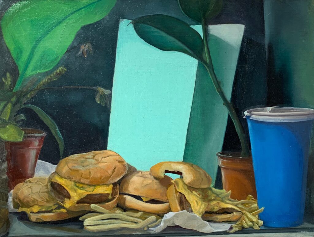 How to Disappear in America, by Theo Goldrach, 2019, oil on canvas