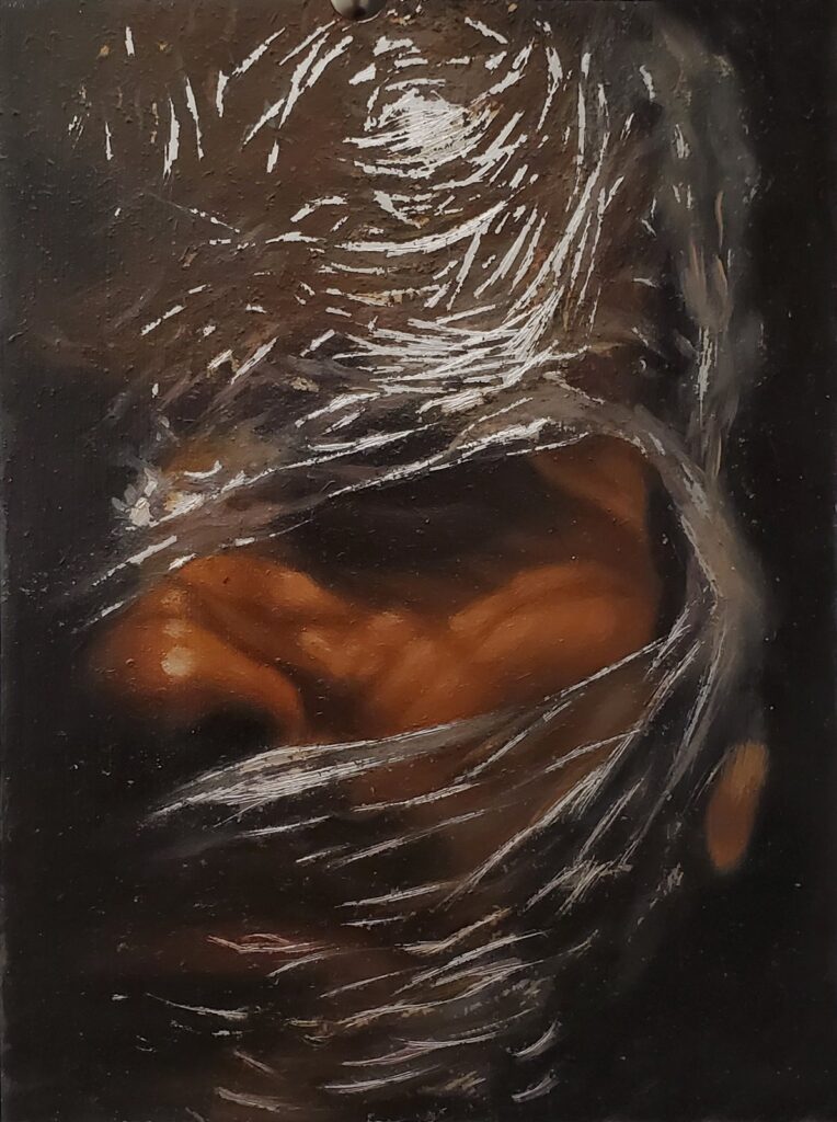 Absence of Sense 1, by Djilas Gomez, 2020, oil on aluminum panel