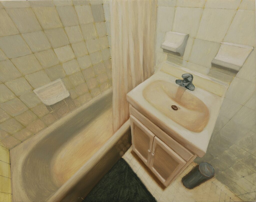Vertigo, by Djilas Gomez, 2019, oil on wood panel