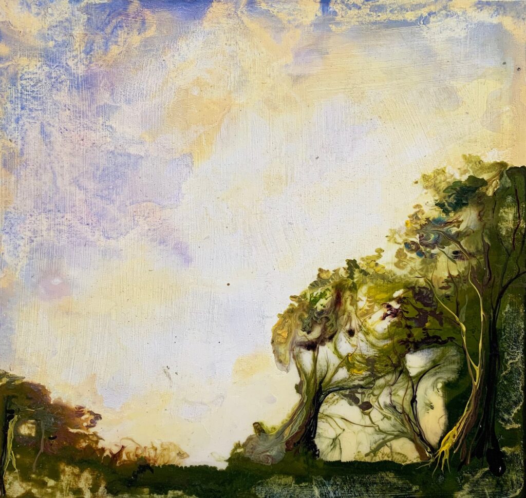 Rooted, by Caroline Gray, 2019, acrylic on panel