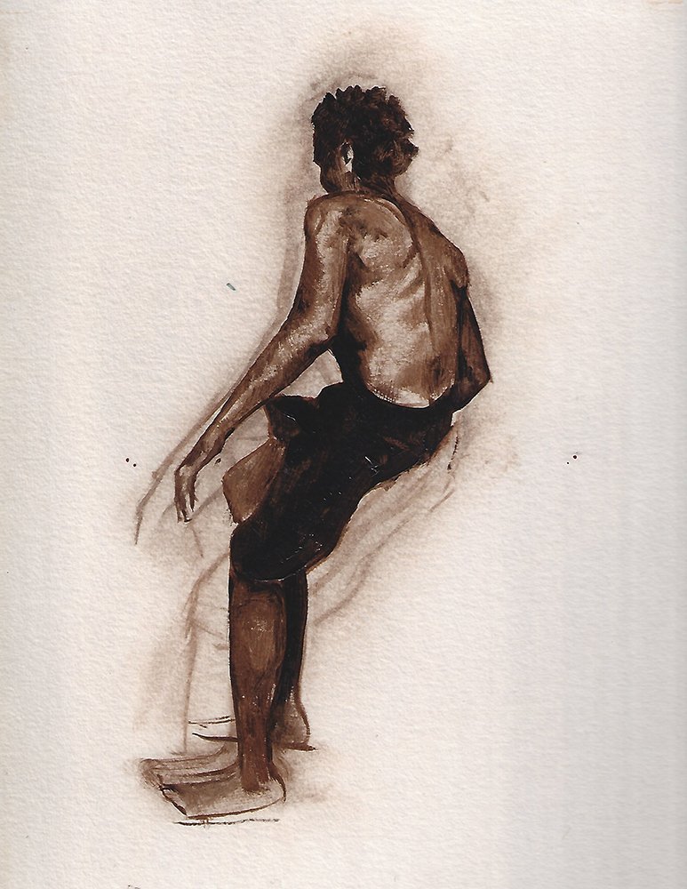Flight II, by Andrae Green, 2020, oil on Canson cold press archival 140lb shellacked watercolor paper