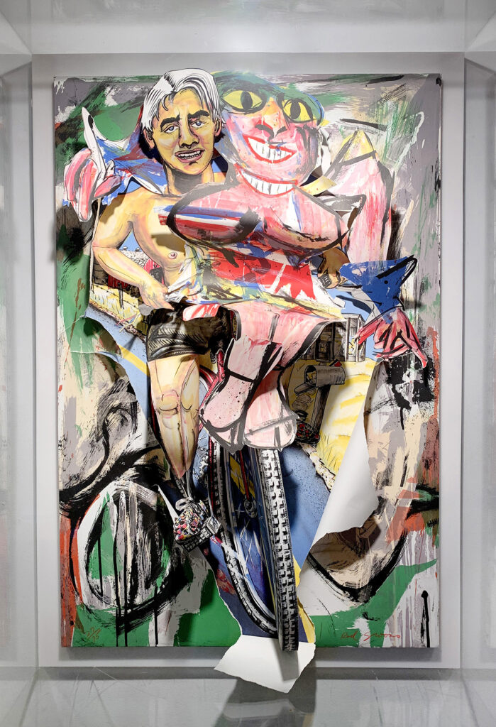 Woman on a Bicycle, by Red Grooms, 2013, watercolor, ink, and mixed media on board