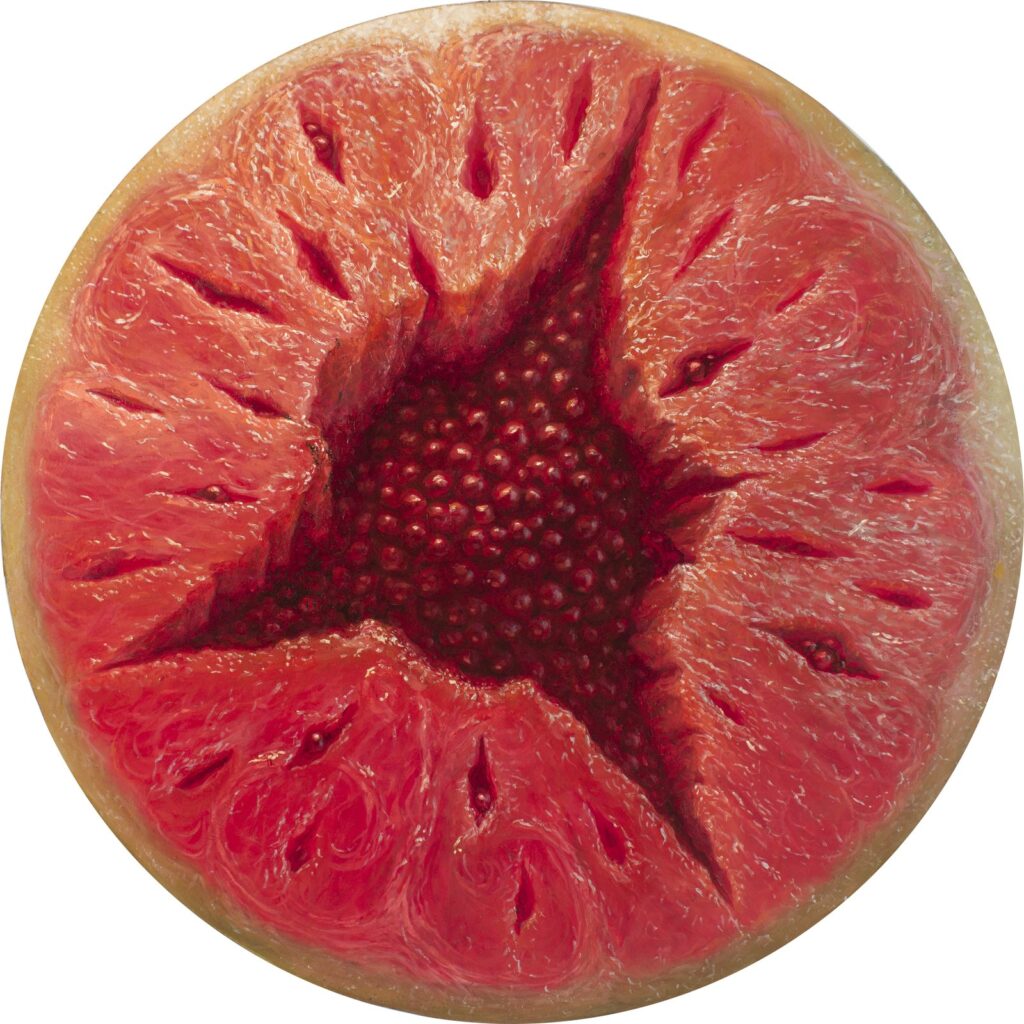 by Alonsa Guevara, 2014, Oil on canvas, 30 inches diameter